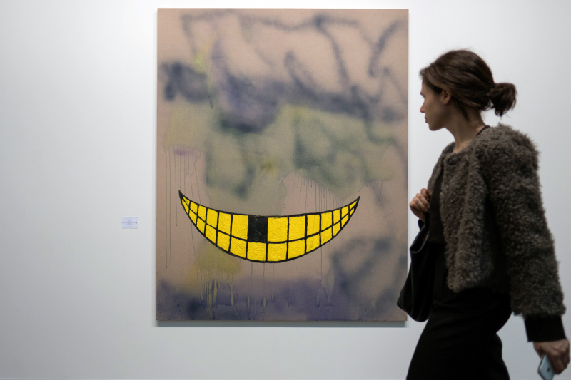 Grin (2016) von Ida Ekblad an der Art Basel am 15. Juni 2016. © KEYSTONE/Georgios Kefalas