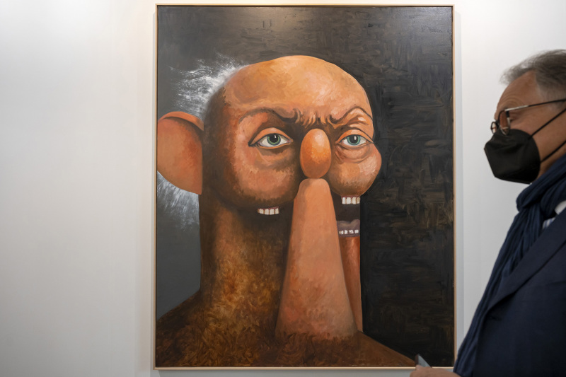 Old Man Portrait (2011) von George Condo an der Art Basel, am 22. September 2021. © KEYSTONE/Georgios Kefalas
