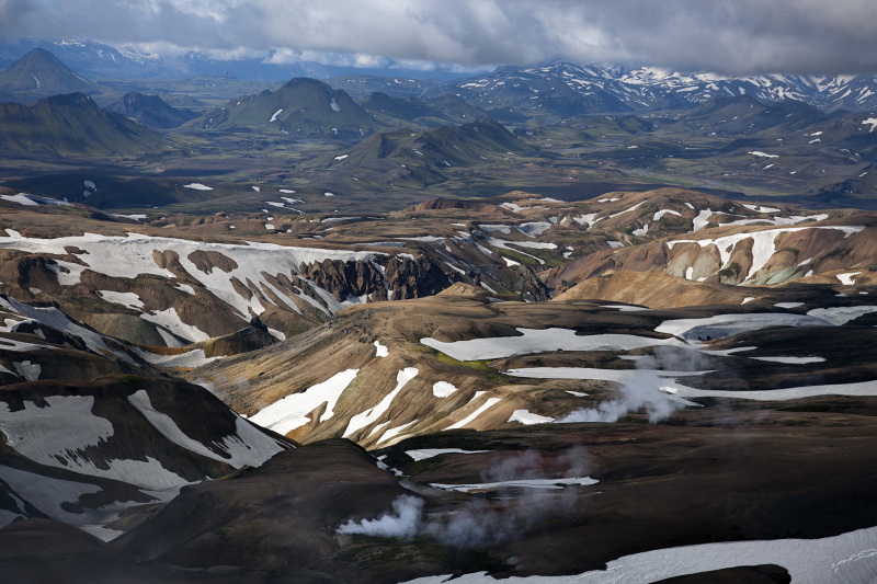 Luftaufnahme vom Gebiet Hrafntinnusker in Island, am 28. Juni 2012. © Georgios Kefalas