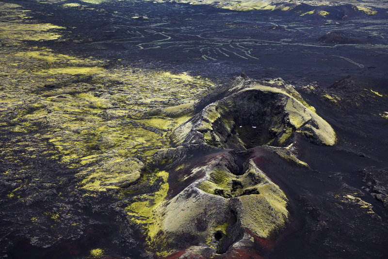 Luftaufnahme vom Gebiet der Laki-Krater in der Naehe der Ausbruchsspalte Eldgja in Island, am 28. Juni 2012. © Georgios Kefalas