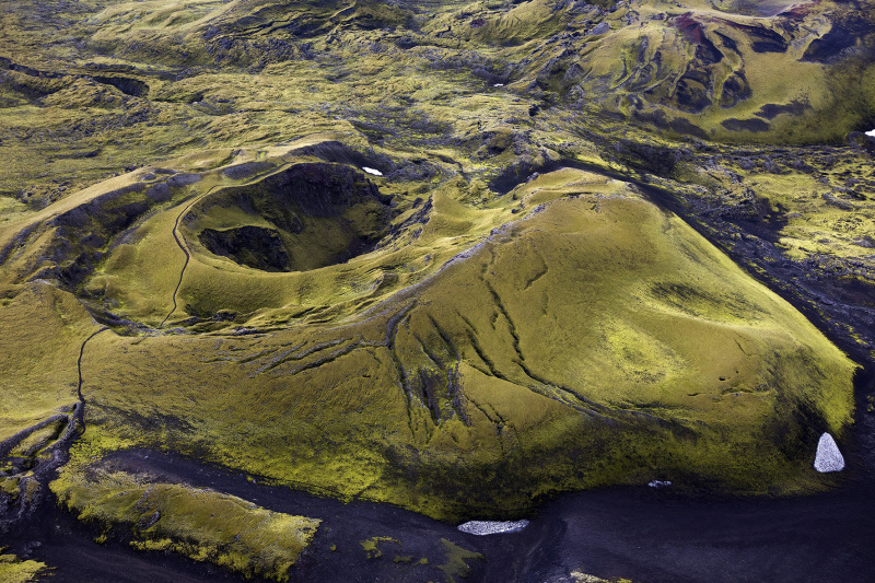 Luftaufnahme vom Gebiet der Laki-Krater in der Naehe der Ausbruchsspalte Eldgja in Island, am 28. Juni 2012. © Georgios Kefalas